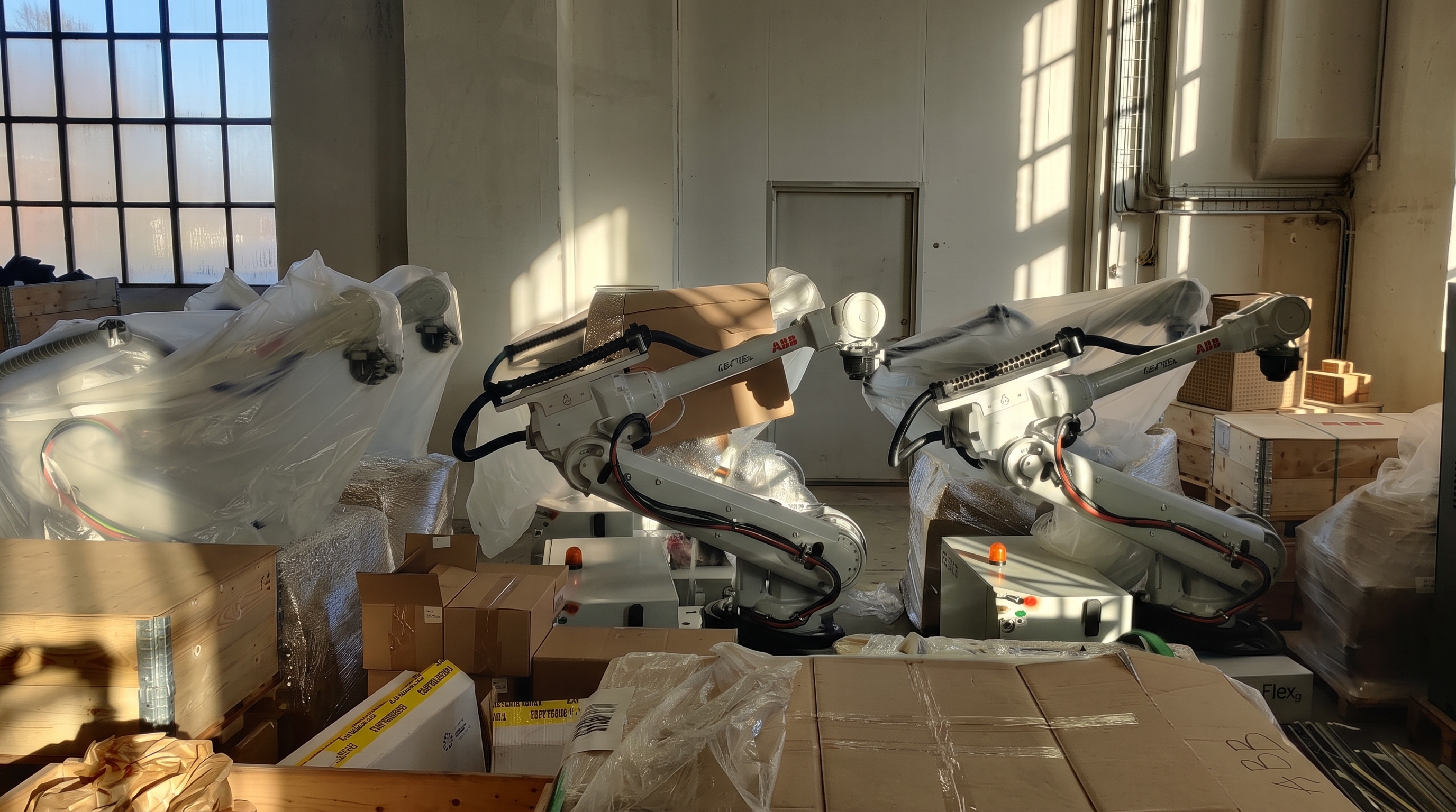 Several OpiFlex MRP 60 mobile robot cells in the factory