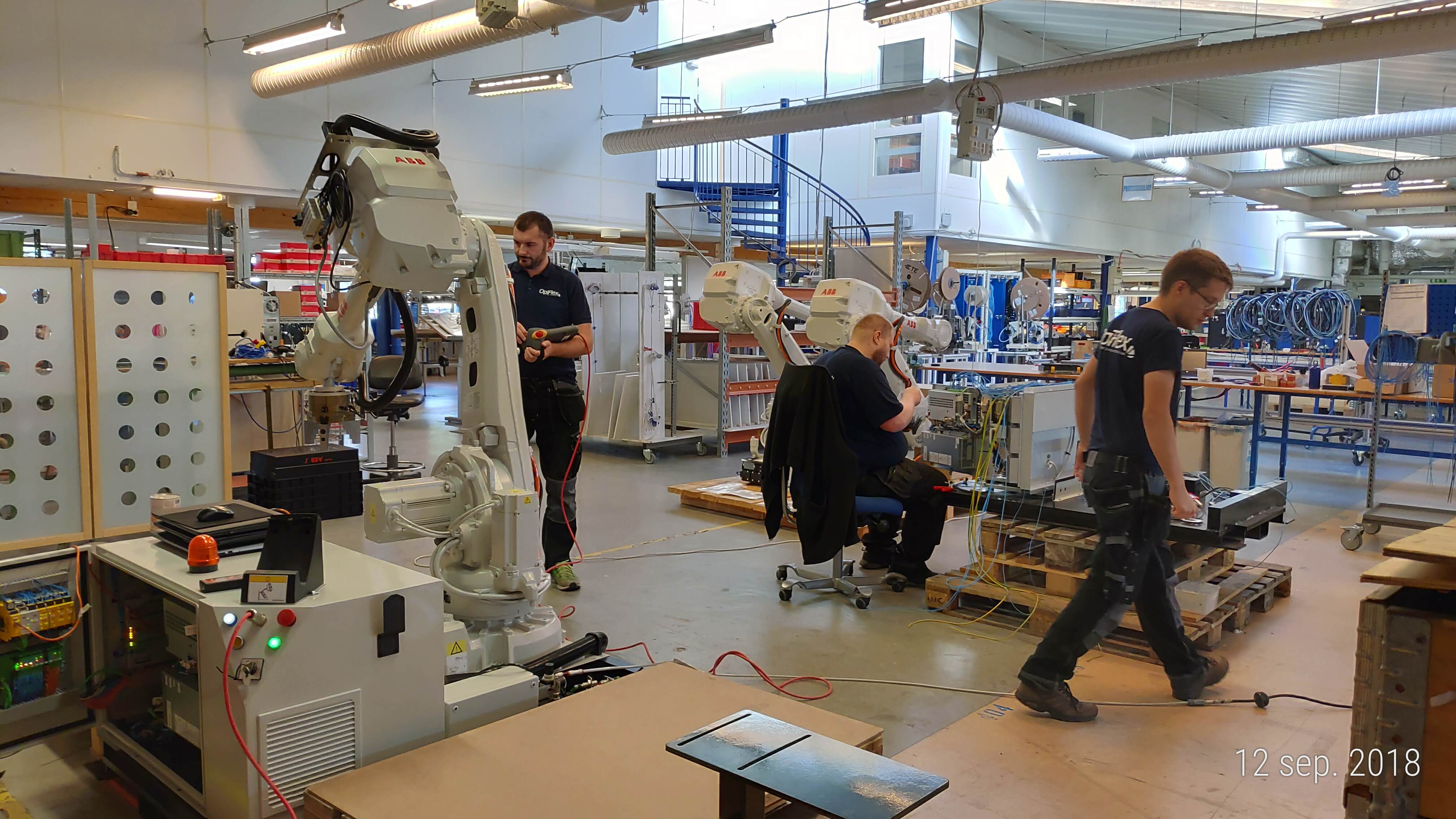 OpiFlex robot cells built on a standardised platform in the factory in Västerås
