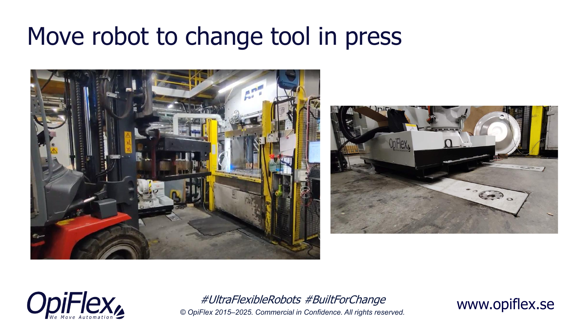 Move the robot to change tool in the press